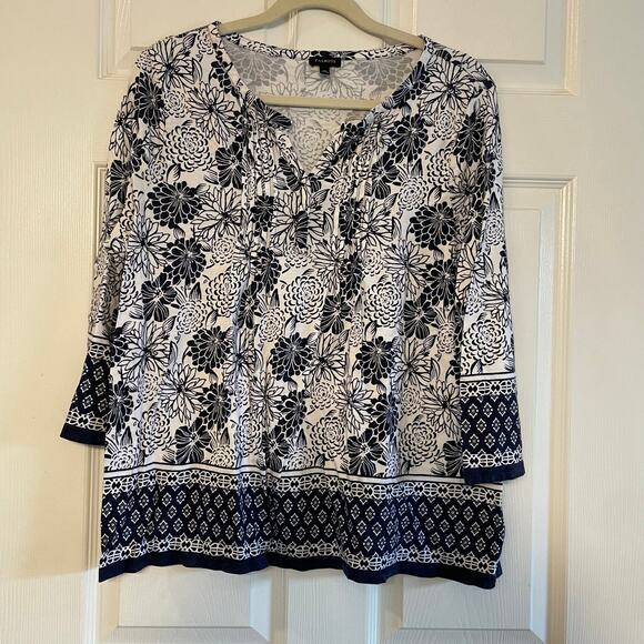 Talbots Tops - Talbots Sz XL 3/4 Sleeve Business V Neck Blouse Shirt Top Womens Work